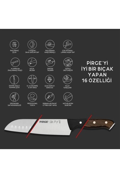 Pirge Gastronomi Bıçak Seti Çantalı 6'li Set