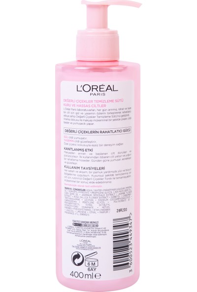 L'Oréal Paris Değerli Çiçekler Temizleme Sütü Kuru ve Hassas Ciltler