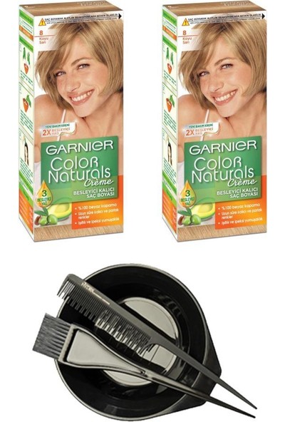 Garnier Color Naturals Saç Boyası 8 x 2+Saç Boyama Seti