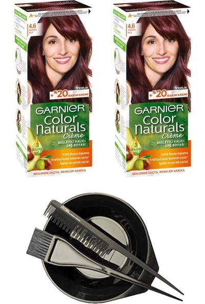 Garnier Color Naturals Saç Boyası 4.6 x 2+Saç Boyama Seti