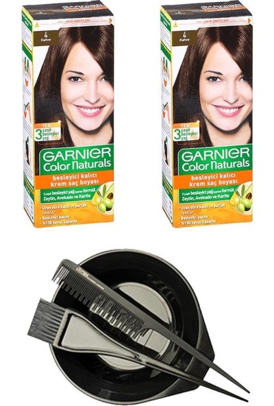 Garnier Color Naturals Saç Boyası 4 x 2+Saç Boyama Seti