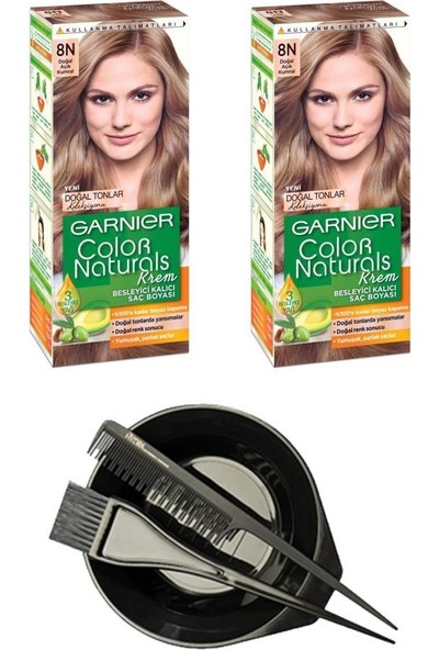 Garnier Color Naturals Saç Boyası 8n x 2+Saç Boyama Seti