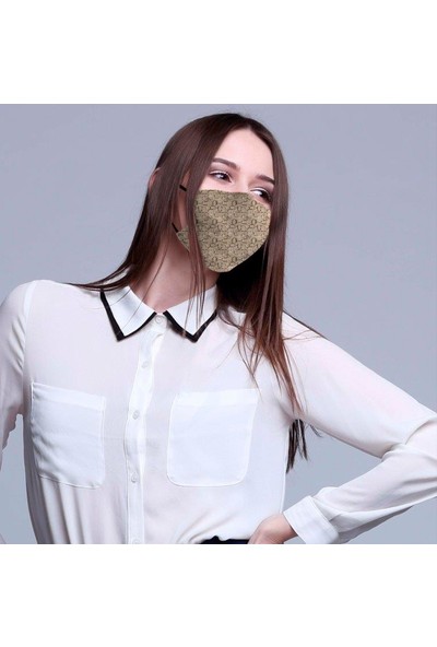 Monopro Vegan Cupro Klipsli ve Telli Desenli Antibakteriyal Yıkanabilir Maske