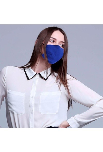 Monopro Vegan Cupro Klipsli ve Telli Saks Mavisi Antibakteriyal Yıkanabilir Maske