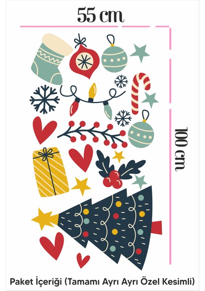 Yılbaşına Özel Çam Ağacı Cam Sticker