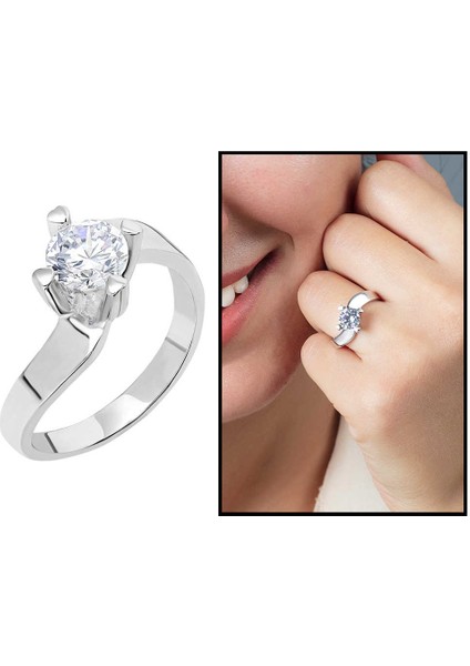Starlight Diamond Pırlanta Montür Asimetrik 925 Ayar Gümüş Kadın Tektaş Yüzük fiyatları