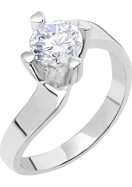 Starlight Diamond Pırlanta Montür Asimetrik 925 Ayar Gümüş Kadın Tektaş Yüzük fırsatları