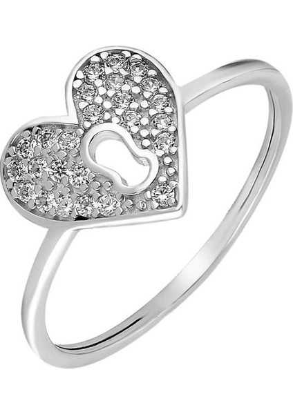 Zirkon Taşlı Kalbimin Kilidi Tasarım 925 Ayar Gümüş Kadın Yüzük fiyatları