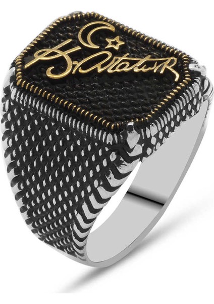 Atatürk Imzalı Ayyıldızlı 925 Ayar Gümüş Erkek Yüzük modelleri