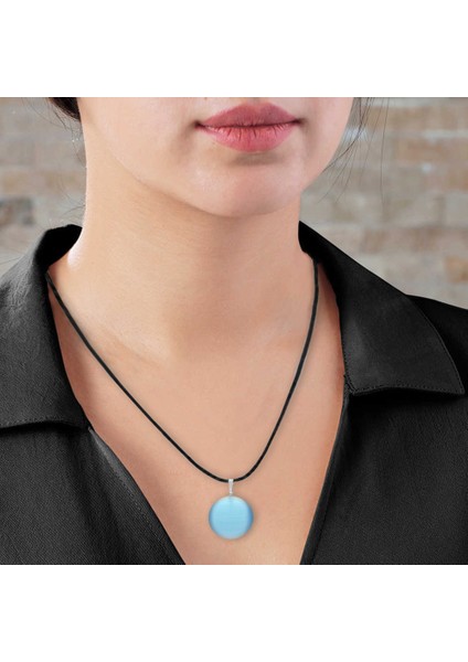 Oval Tasarım Zarif Ip Zincirli Çift Taraflı Turkuaz Kedigözü Kolye fiyatları