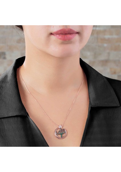 Renkli Zirkon Taşlı Arapça Allah Yazılı 925 Ayar Gümüş Kadın Kolye fiyatları