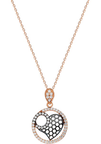 Beyaz Zirkon Taşlı Kalp Halka Tasarım 925 Ayar Gümüş Kadın Kolye modelleri