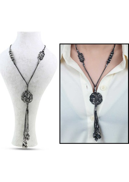 1000 Ayar Gümüş Kazaz El Işi Örme Kadın Kolye