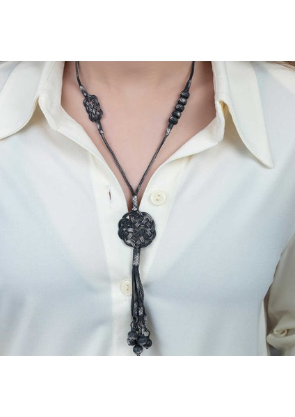 1000 Ayar Gümüş Kazaz El Işi Örme Kadın Kolye fiyatları