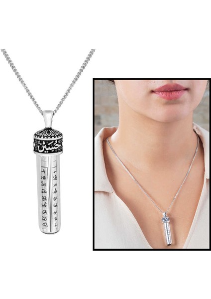 Zemzem Ile Doldurulmuş Arapça Hasan-Hüseyin Yazılı 925 Ayar Gümüş Cevşen Kolye fiyatları