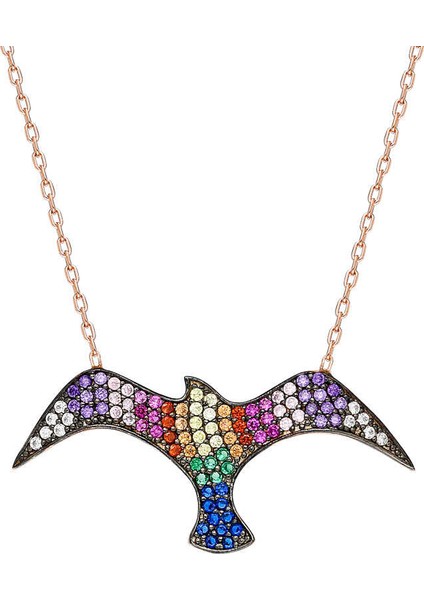 Mavi/yeşil Zirkon Taşlı Martı Tasarım 925 Ayar Gümüş Kadın Kolye modelleri