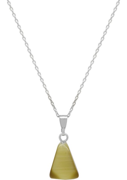 Asimetrik Tasarım 925 Ayar Gümüş Zincirli Soft Kahve Kedigözü Kolye modelleri