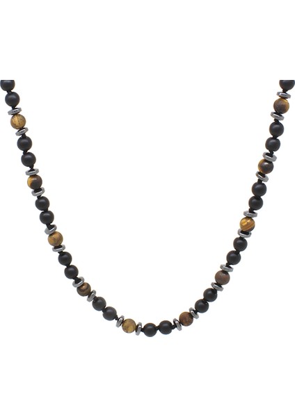 Makrome Örgülü Kaplangözü-Oniks-Hematit Kombinli Doğaltaş Kadın Kolye fiyatları