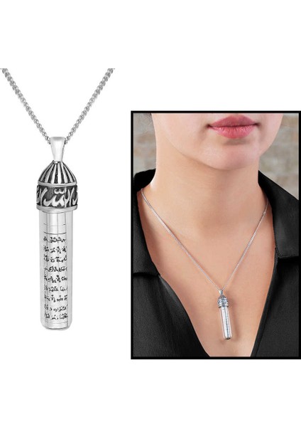 Zemzem Suyu Ile Doldurulmuş 925 Ayar Gümüş Cevşen Kolye