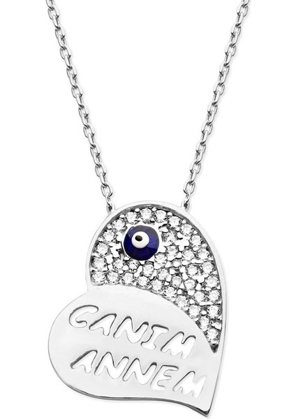 925 Ayar Gümüş Zirkon Taşlı Canım Annem Kolye