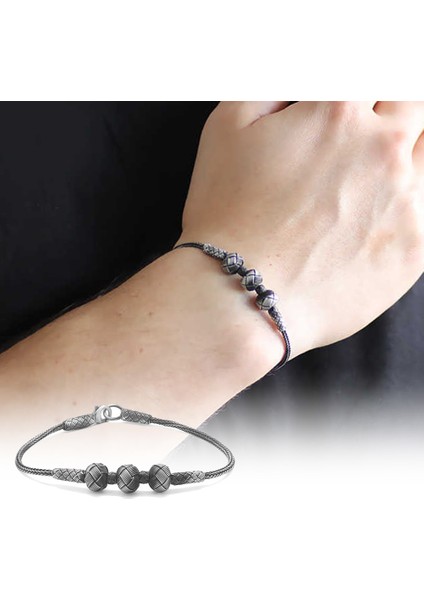 El Işçiliği Sıralı Küre Tasarım 1000 Ayar Gümüş Kazaz Bileklik