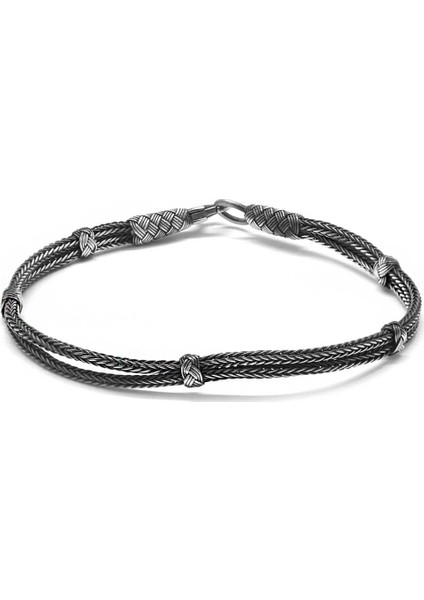 El Işçiliği Çift Sıralı Tasarım 1000 Ayar Gümüş Kazaz Bileklik modelleri