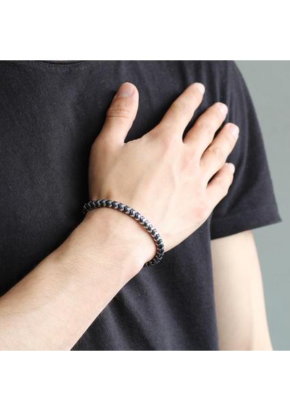 Yılan Tasarım Black-Silver Hematit Doğaltaş Bileklik fiyatları