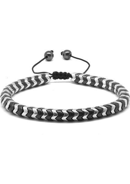 Yılan Tasarım Black-Silver Hematit Doğaltaş Bileklik modelleri