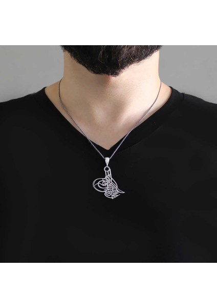 Osmanlı Tuğralı Lazer Kesim 925 Ayar Gümüş Kolye fiyatları