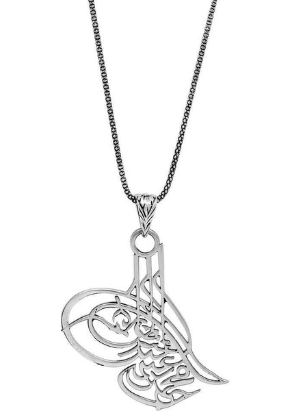 Osmanlı Tuğralı Lazer Kesim 925 Ayar Gümüş Kolye modelleri