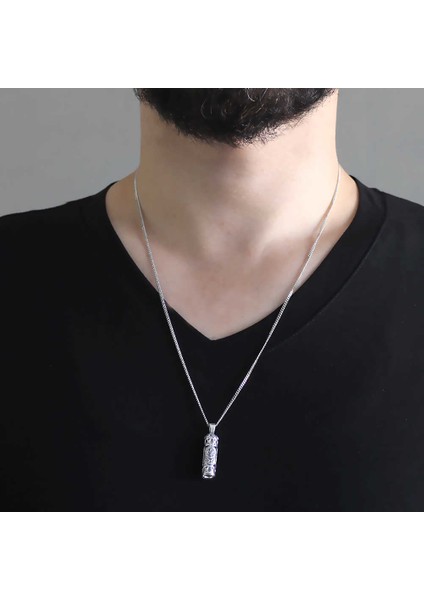 Nalı Şerif Işlemeli 925 Ayar Gümüş Cevşen Kolye