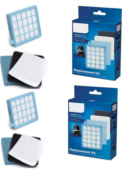 Philips Uyumlu FC9323 Powerpro Hepa Filtre Seti 2 Kutu