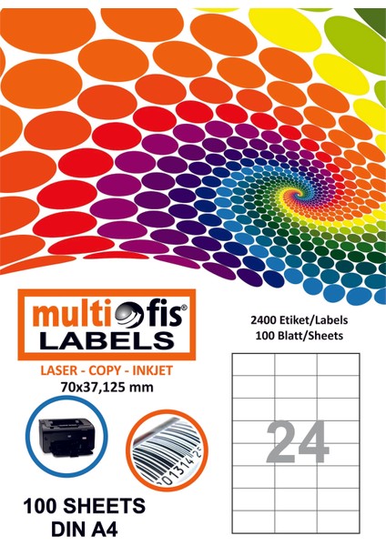 70X37,125 Mm Laser Etiket 5037