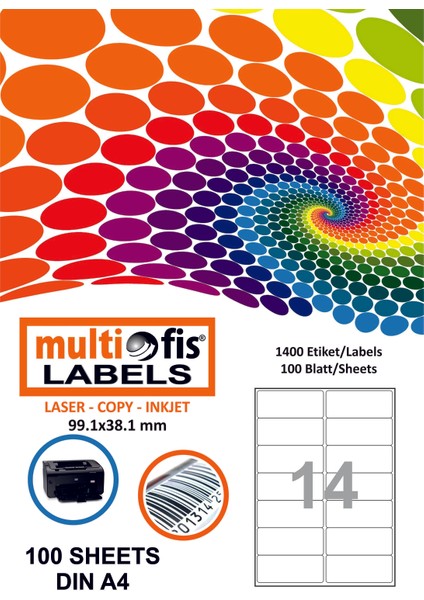 99,1X38,1 Mm Laser Etiket 5014