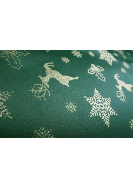 Yeşil Altın Geyik Desen Masa Örtüsü 225X150CM modelleri