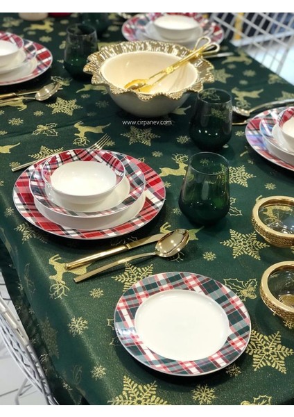 Yeşil Altın Geyik Desen Masa Örtüsü 225X150CM fırsatları