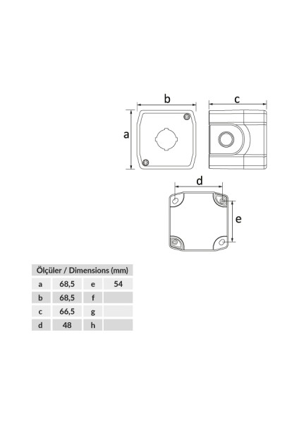 1`li IP44 Siyah Buton Kutusu BEM-BT3-1000-0002