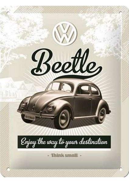 Vw Retro Beetle Kabartmalı Metal Duvar Panosu