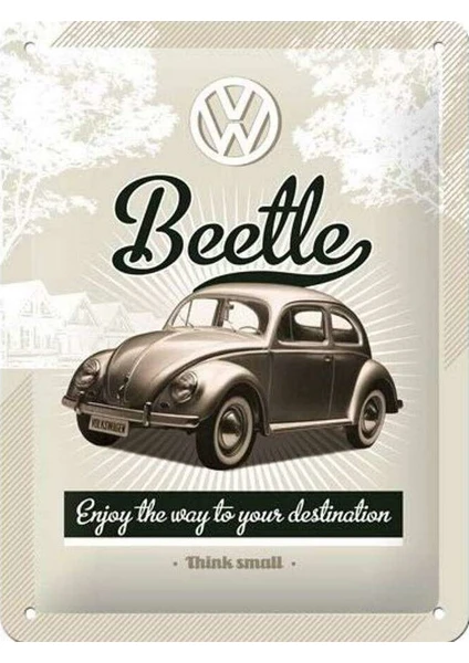 Nostalgic Art Vw Retro Beetle Kabartmalı Metal Duvar Panosu