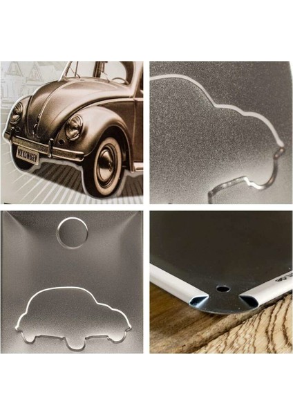 Vw Retro Beetle Kabartmalı Metal Duvar Panosu