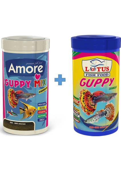 Guppy Mix 250ML + Amore Guppy Mix 250ML Tropikal Balık Yemi