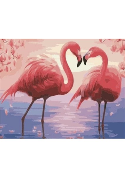 Womb Hobby Flamingo Çifti Sayılarla Boyama Seti 40 x 50 cm Tuvale Gerili