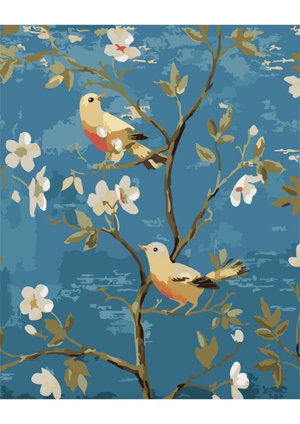 Kuslar 2 Sayılarla Boyama Seti 40 x 50 cm Tuvale Gerili