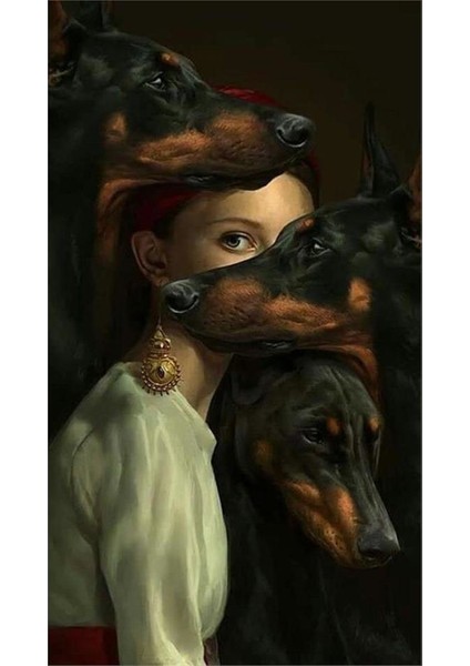 Leydinin Köpekleri Sayılarla Boyama Seti 40x50 cm Tuval Üzerinde Sanat Deneyimi