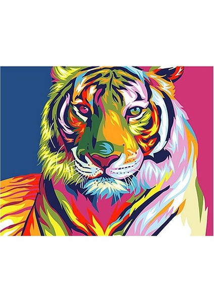 Renkli Kaplan Sayılarla Boyama Seti 40 x 50 cm Tuvale Gerili