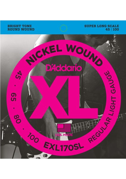 EXL170SL Nickel Wound Bass- Light- 45-100- Super Long Scale Takım Tel Bas Gitar Teli 045-100