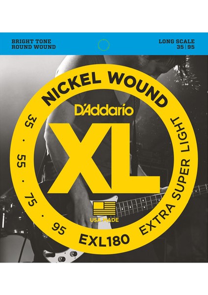 EXL180 Nickel Wound Bass- Extra Super Light- Long Scale Takım Tel Bas Gitar Teli 035-095
