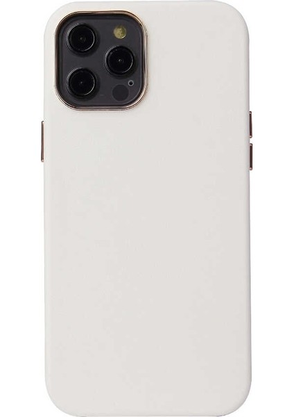 Case Street Apple iPhone 12 Pro Max Kılıf Eyzi Deri Silikon Lüx Tam Beyaz