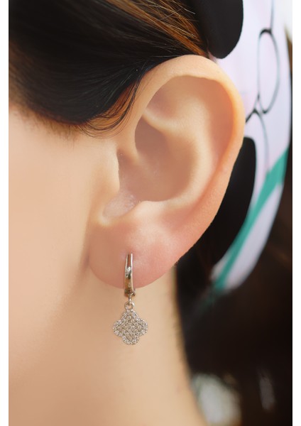 Yonca Tasarım Zirkon Taşlı Gümüş Küpe fiyatları