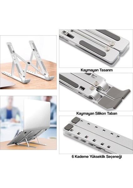 Laptop Standı Macbook Notebook Uyumlu Katlanabilir Taşınabilir Metal Standı